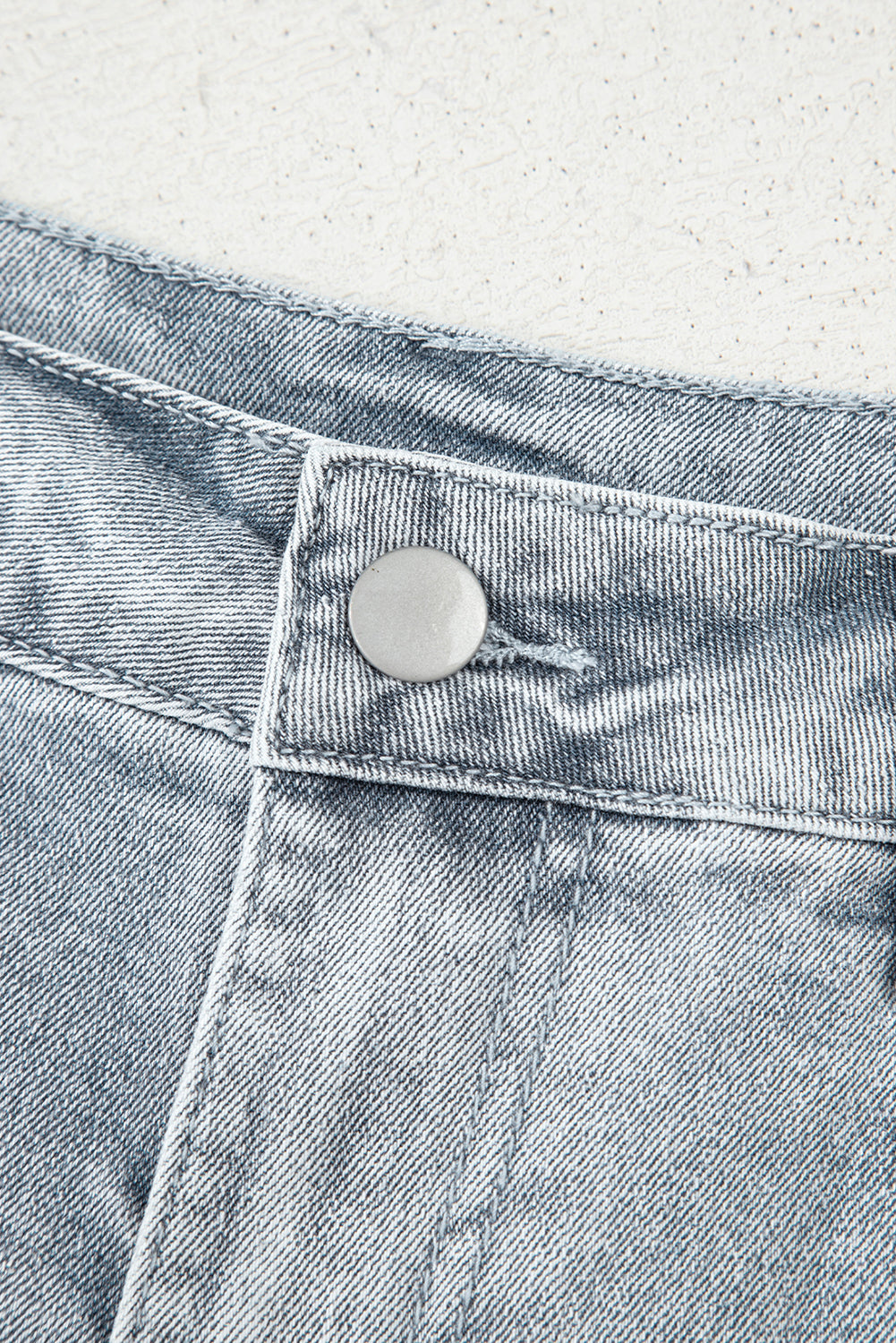 Sail Blue Scalloped Hemline Light Wash Denim Shorts