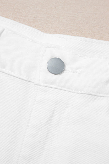 Sail Blue Scalloped Hemline Light Wash Denim Shorts