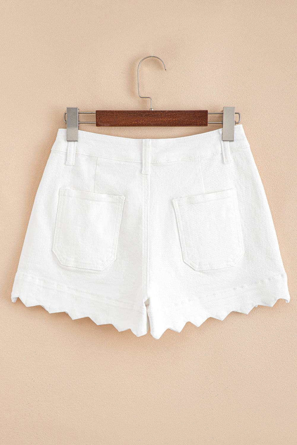 Sail Blue Scalloped Hemline Light Wash Denim Shorts