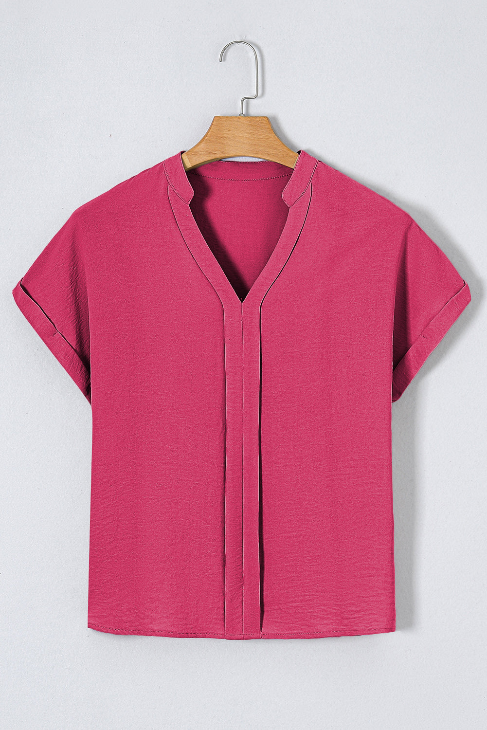 White Notched Neck Batwing Sleeve Blouse