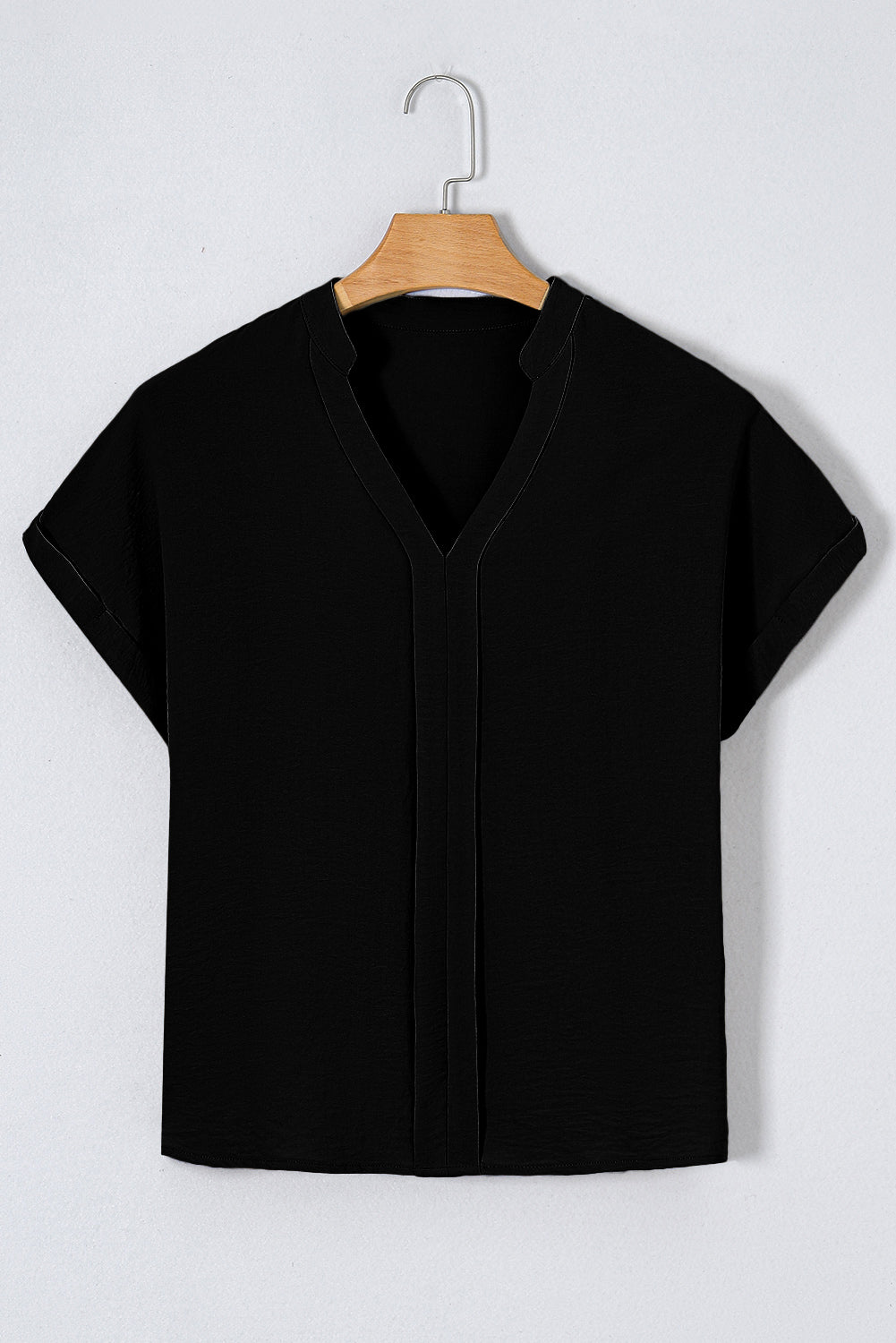 White Notched Neck Batwing Sleeve Blouse