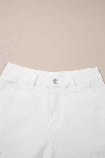 Sail Blue Scalloped Hemline Light Wash Denim Shorts