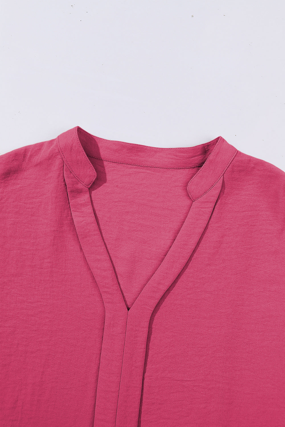 White Notched Neck Batwing Sleeve Blouse