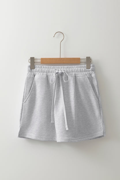 Black French Terry Drawstring Mini Skort with Pockets